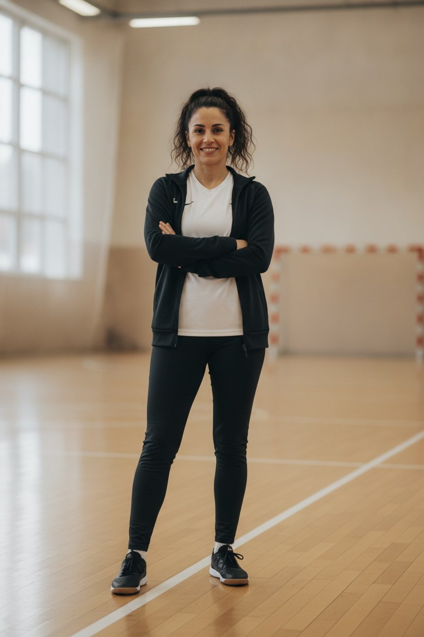 Sahada Akademi kurucusu Defne Yılmaz, futsal sahası kenarında